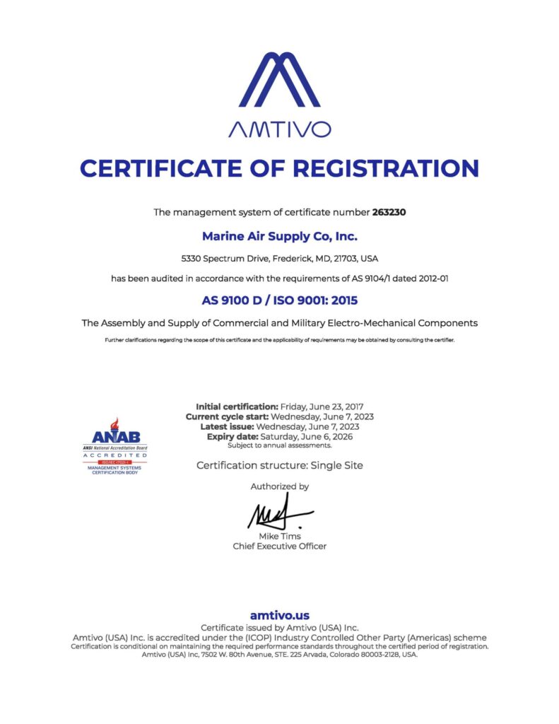 mas as9100d iso 9001 2015 amtivo cert 263230
